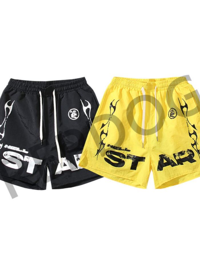 Big letter logo print loose beach shorts 2 colors