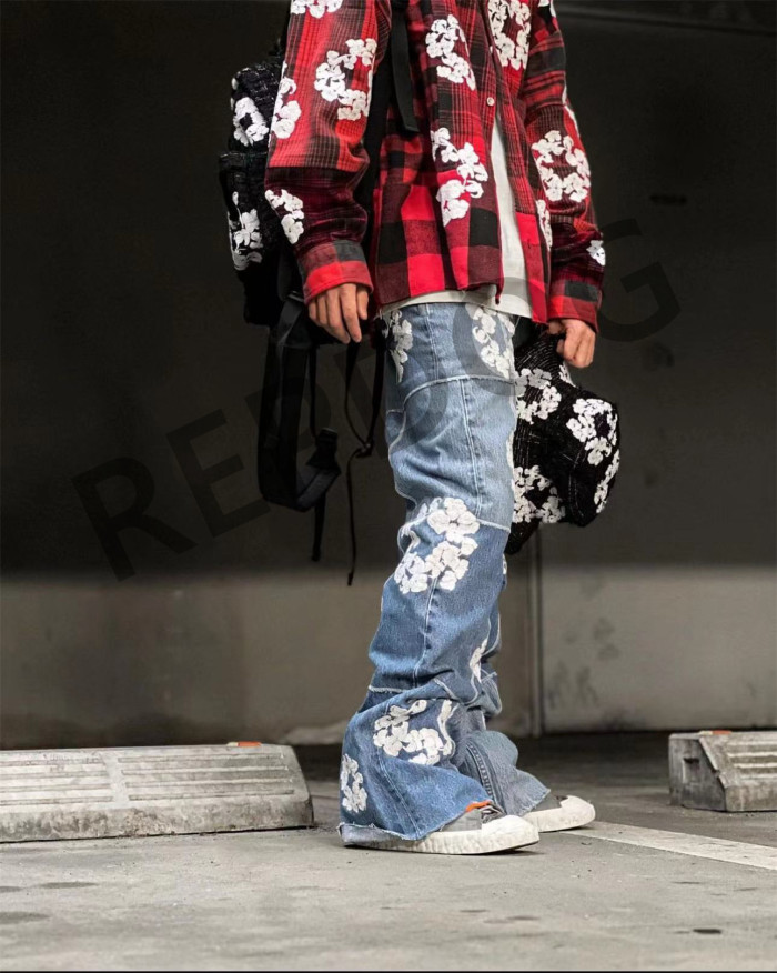 1:1 quality version Colorblocked Plaid Micro Jeans