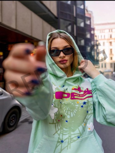 1:1 quality version Mint Green Star Spider Web Hoodie & Pants Set