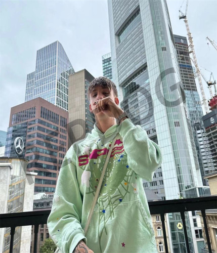 1:1 quality version Mint Green Star Spider Web Hoodie & Pants Set