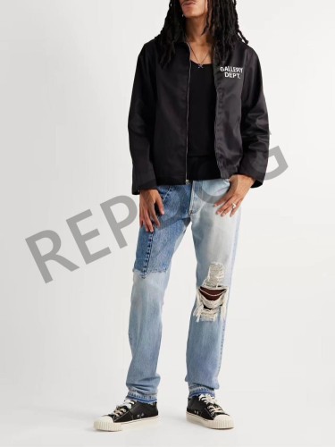 1:1 quality version Vintage Patchwork Destroyed Fringe Jeans