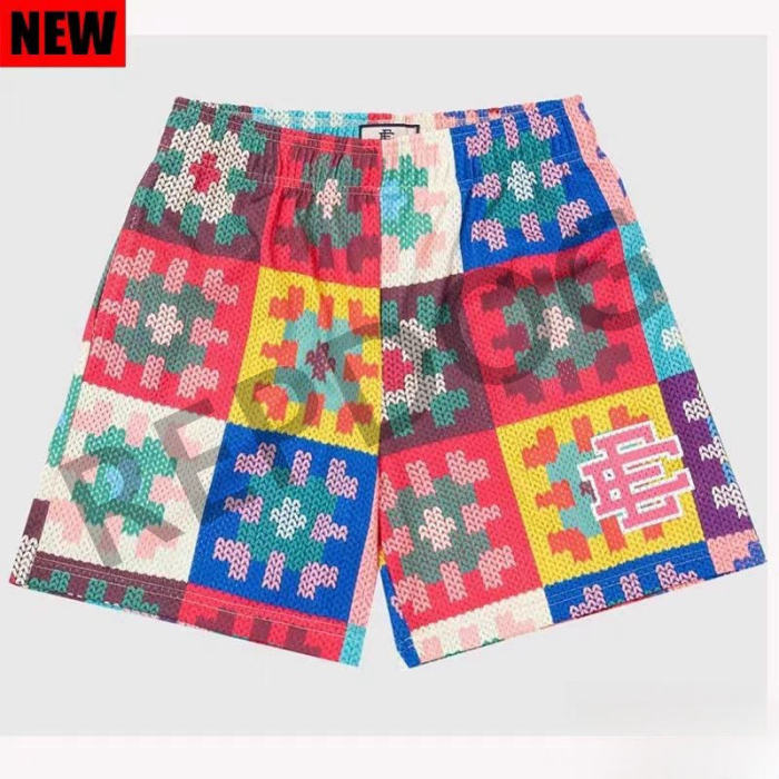  Vintage Colorful Plaid Mesh Athletic Shorts