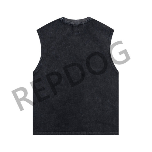 Pocket alphabet print made old washed sleeveless vest