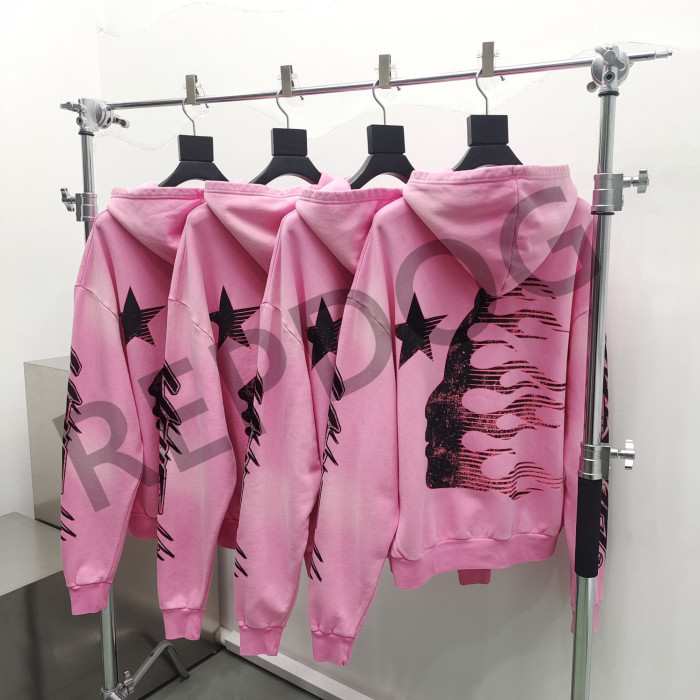 [Big & Tall for weights up to 260 lbs][Including comparative images of RepDog and other seller]1:1 quality version Pink Future Flame Washed Hoodie