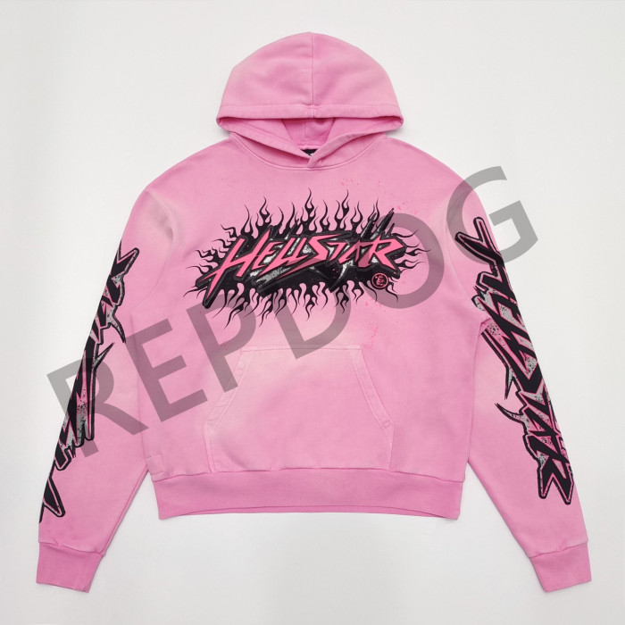 [Big & Tall for weights up to 260 lbs][Including comparative images of RepDog and other seller]1:1 quality version Pink Future Flame Washed Hoodie