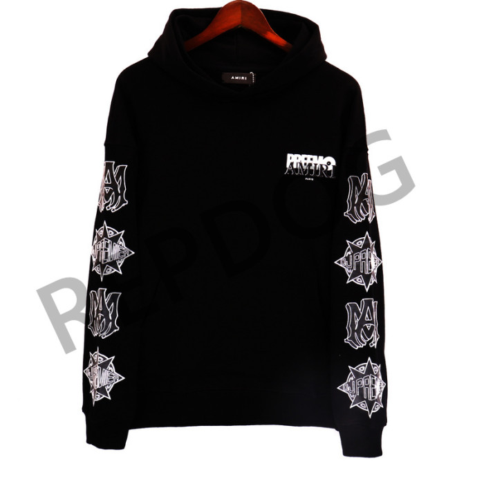 Record color contrast letter-printed two-sleeved logo hoodie