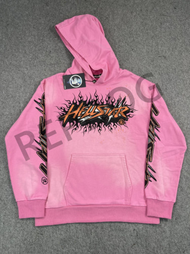 Flame Logo Flower Sleeve Hooded Sweatshirt with Flame Front