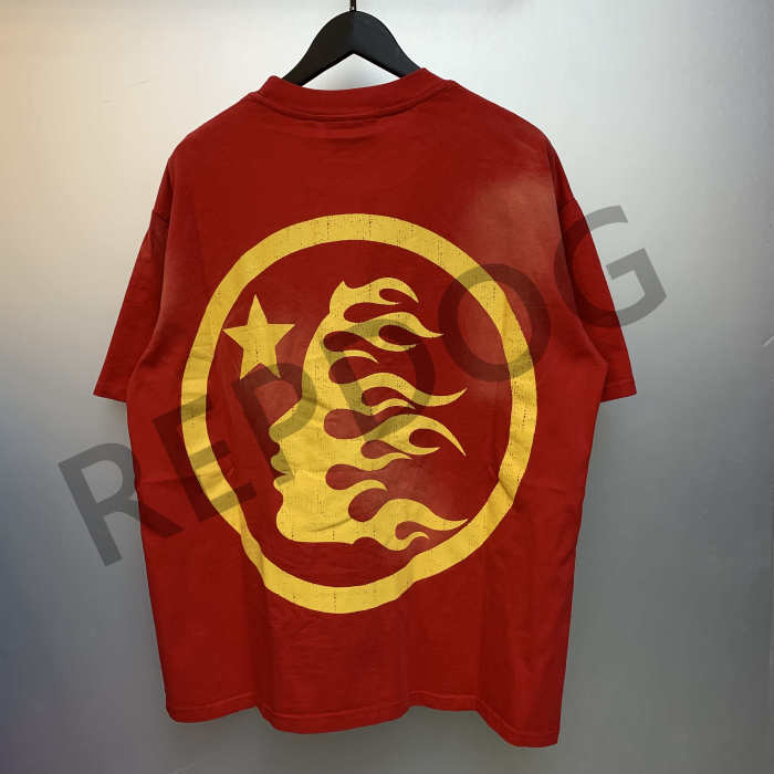 Side Face Star Logo Letter Printed Washed Tee