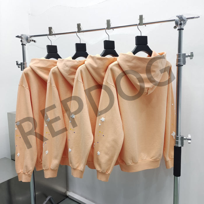 1:1 quality version Orange pink spider web star letters printed Hoodie & Pants Set
