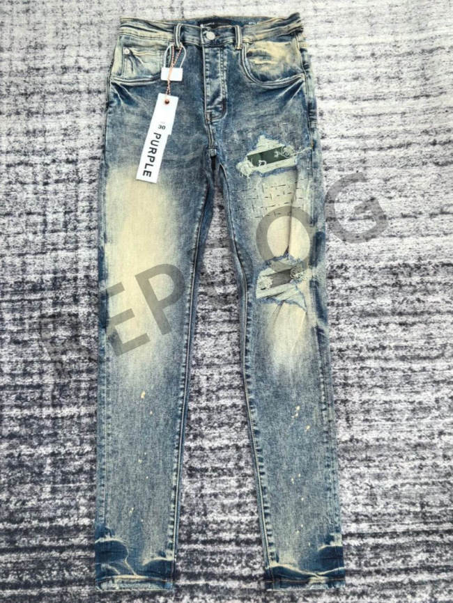 1:1 quality version Ripped Cashew Flower Patch Straight Leg Jeans