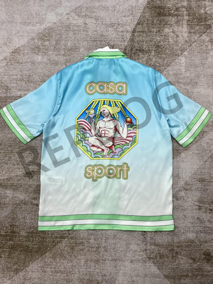 1:1 quality version Hawaiian Silk Gradient Stripe shirt & shorts set
