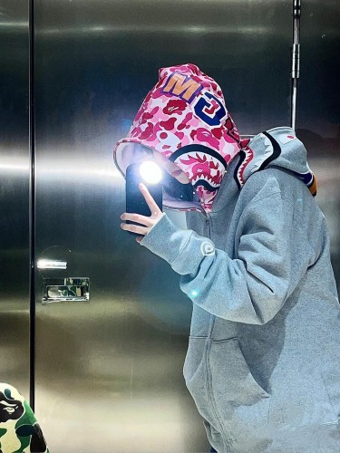 1:1 quality version Bape doubel hats camo shark hoodie