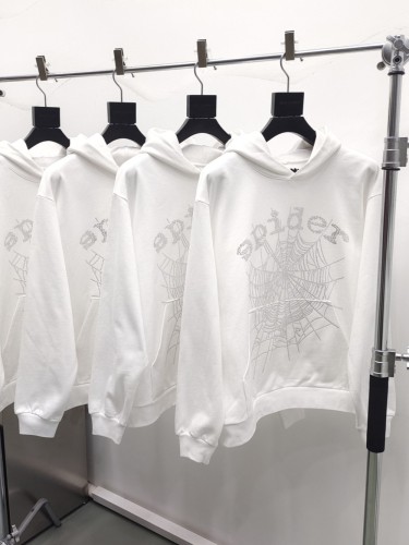 1:1 quality version White Rhinestone Spider Web Hoodie
