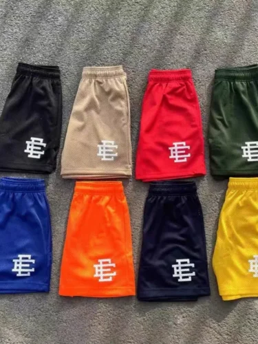 1:1 quality version Eric Emanuel white logo mesh shorts
