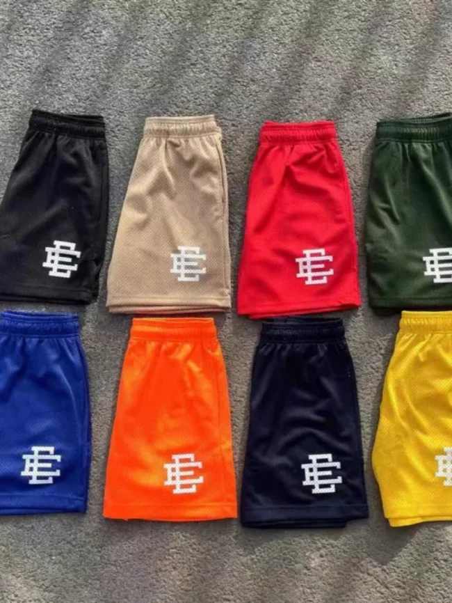 1:1 quality version Eric Emanuel white logo mesh shorts