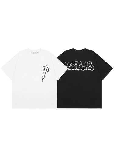 Back Irregular Letter Print tee 2 colors