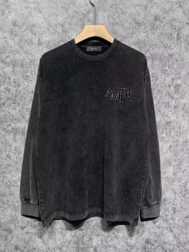 Overlapping letter print washed and distressed long sleeve tee 2 colors