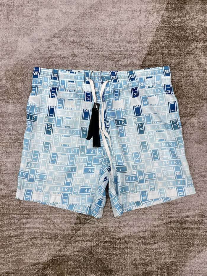 1:1 quality version Blue and White Checkerboard Print Short Shirt & Shorts set