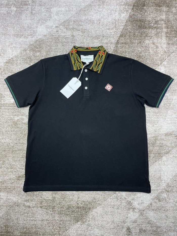 1:1 quality version Floral Colour Block Lapel Polo Shirt 2 colors