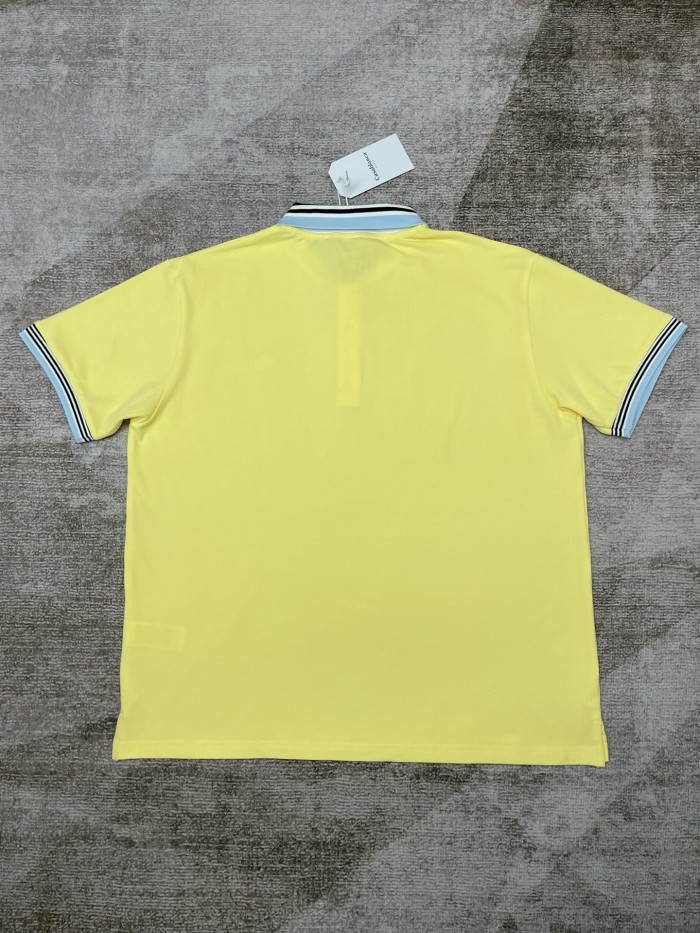 1:1 quality version Blue White and Black Check Colour Block Polo Shirt 2 colors