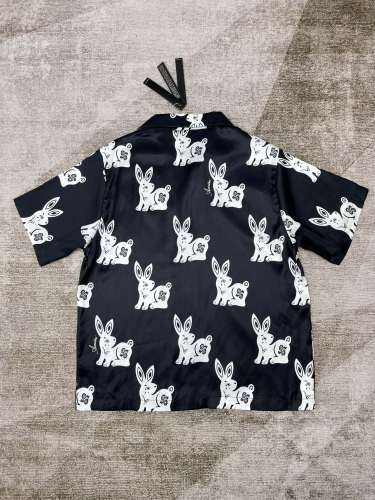 1:1 quality version All-over print rabbit monogrammed silk short sleeve shirt
