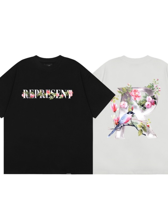 Copy Floral Metallic Big R Bird Print tee 2 colors