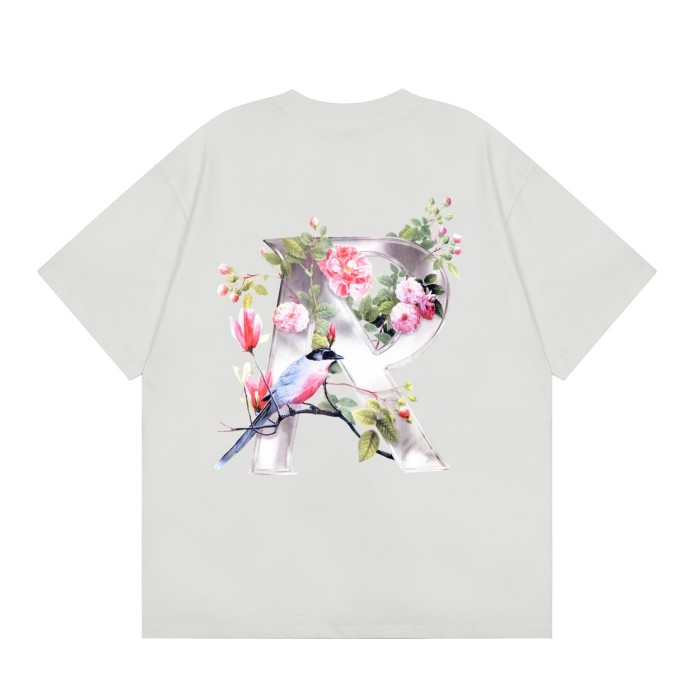 Copy Floral Metallic Big R Bird Print tee 2 colors