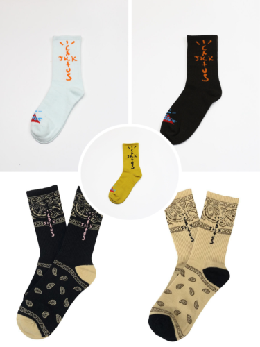 Co-branded Monogrammed Cashew Flower Skateboarding Mid-Calf Socks 5 colors