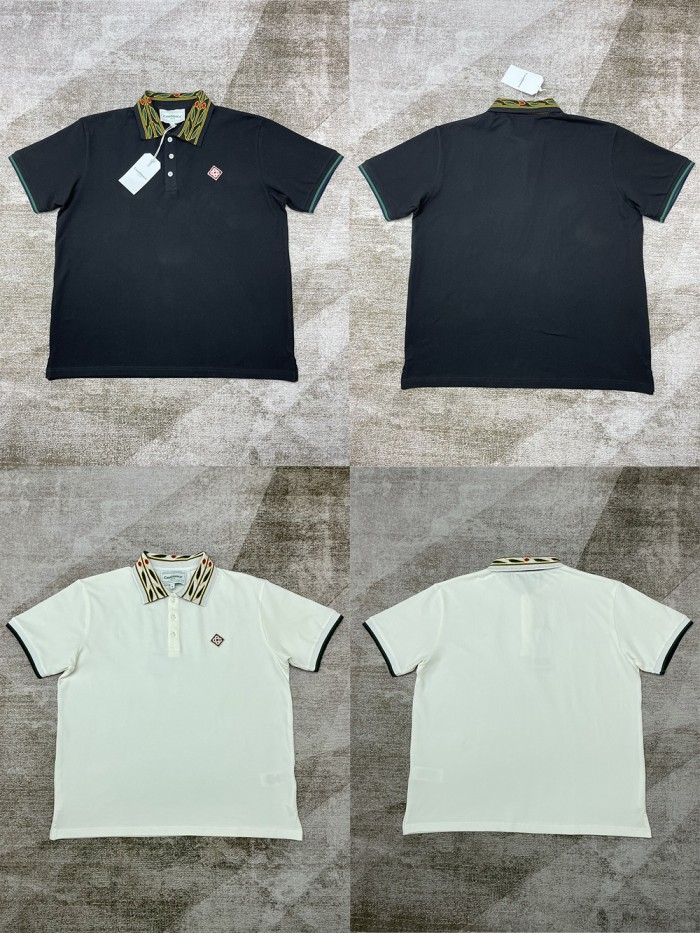 1:1 quality version Floral Colour Block Lapel Polo Shirt 2 colors