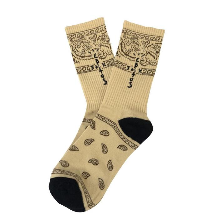 Co-branded Monogrammed Cashew Flower Skateboarding Mid-Calf Socks 5 colors