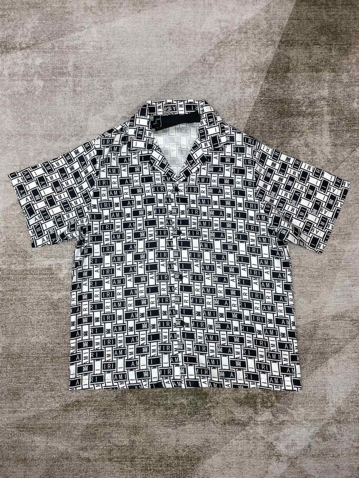 1:1 quality version Silk all-over monogrammed short-sleeved shirt