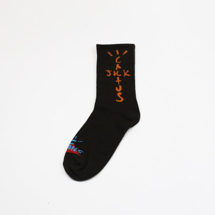 Co-branded Monogrammed Cashew Flower Skateboarding Mid-Calf Socks 5 colors