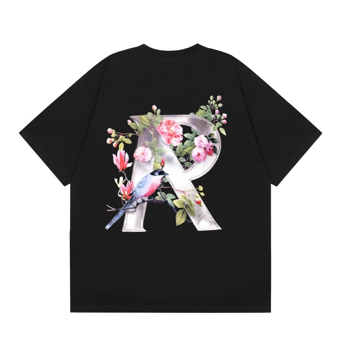 Copy Floral Metallic Big R Bird Print tee 2 colors