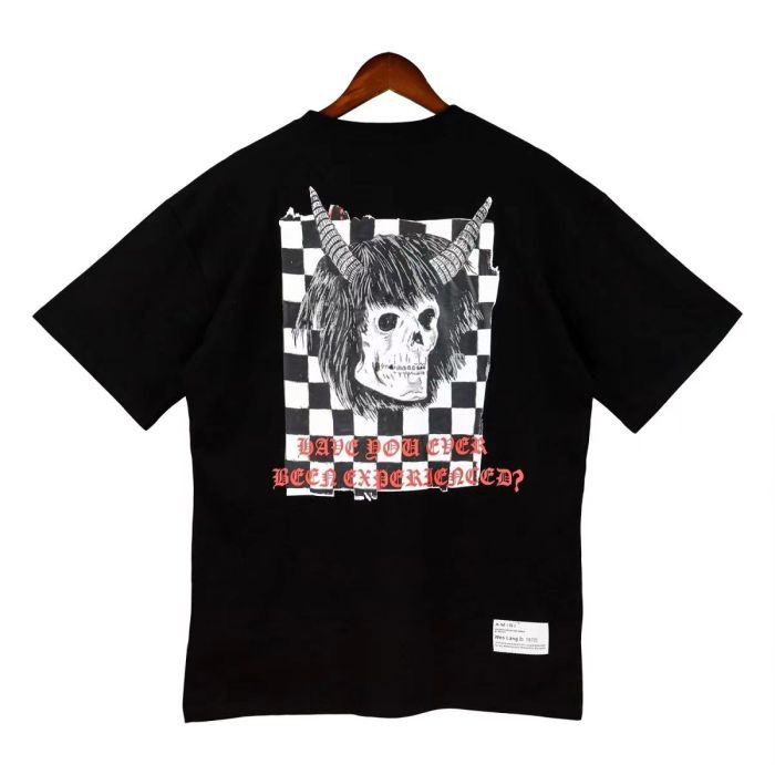 [50% Off]Skull Cow Head Checkerboard Vintage Letter Print 25893165