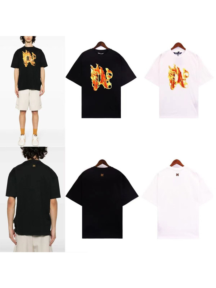 [50% Off]Palm Angels Classic Flame Letter Logo tee 2 colors 25893199
