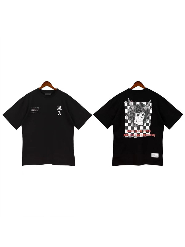 [50% Off]Skull Cow Head Checkerboard Vintage Letter Print 25893165
