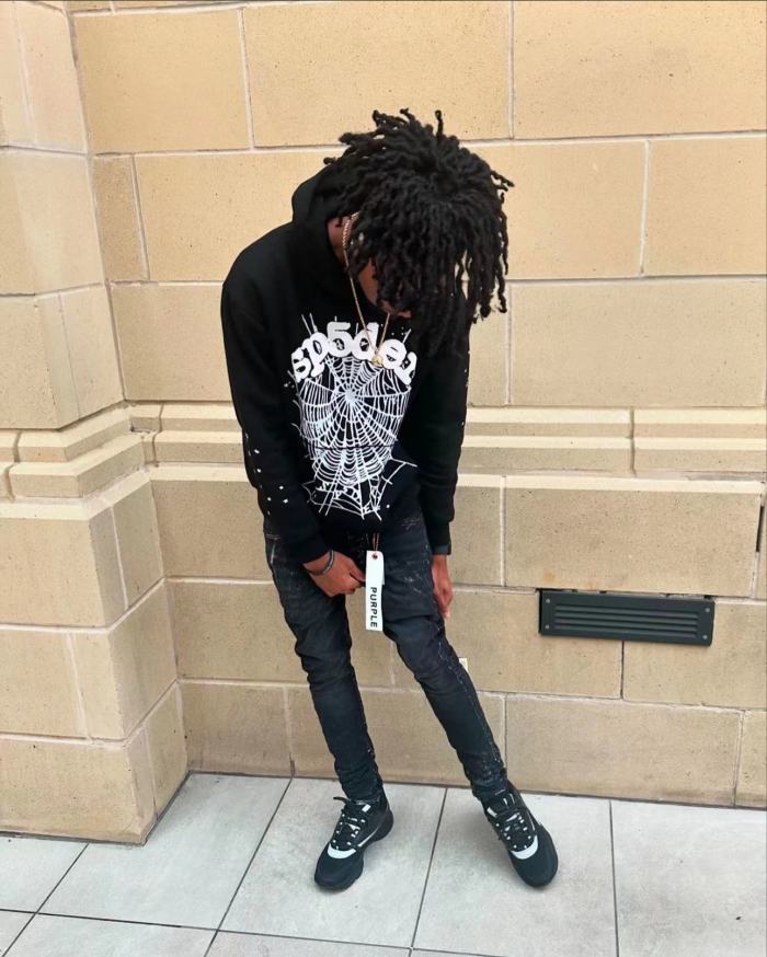 [Buy One Get One Free] 1:1 quality version White Stars Spiderweb Foam Letter Print Hoodie & Pants Set