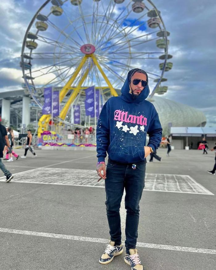 1:1 quality version At lanta Pink Letter White Hoodie & Pants Set