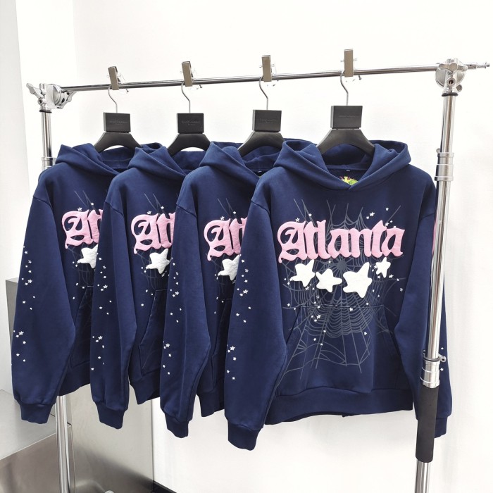 1:1 quality version At lanta Pink Letter White Hoodie & Pants Set