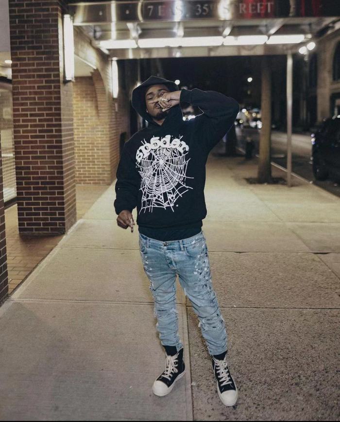 [Buy One Get One Free] 1:1 quality version White Stars Spiderweb Foam Letter Print Hoodie & Pants Set