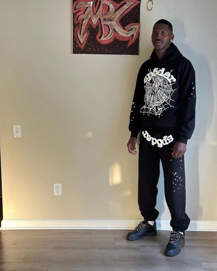 [Buy One Get One Free] 1:1 quality version White Stars Spiderweb Foam Letter Print Hoodie & Pants Set