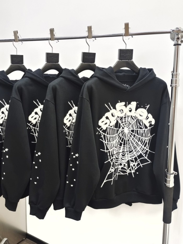 [Buy One Get One Free] 1:1 quality version White Stars Spiderweb Foam Letter Print Hoodie & Pants Set