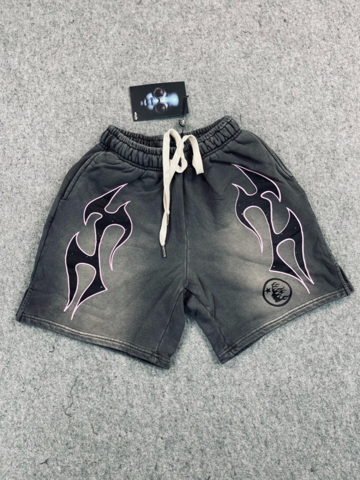 [buy more save more] 1:1 quality version Flame printed washed split shorts