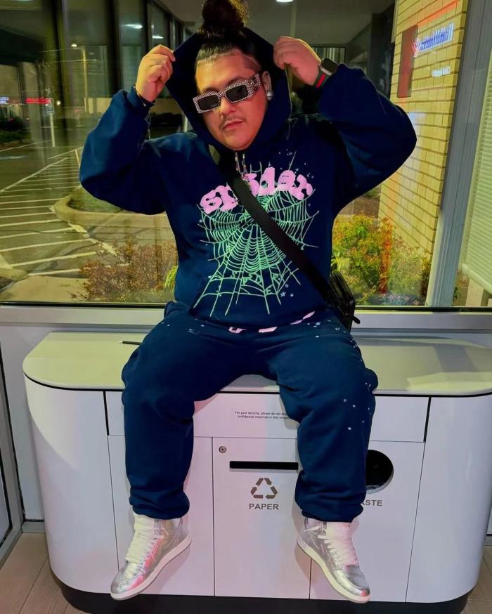1:1 quality version Green Spiderweb Pink Foam Letter Print Hoodie & Pants Set