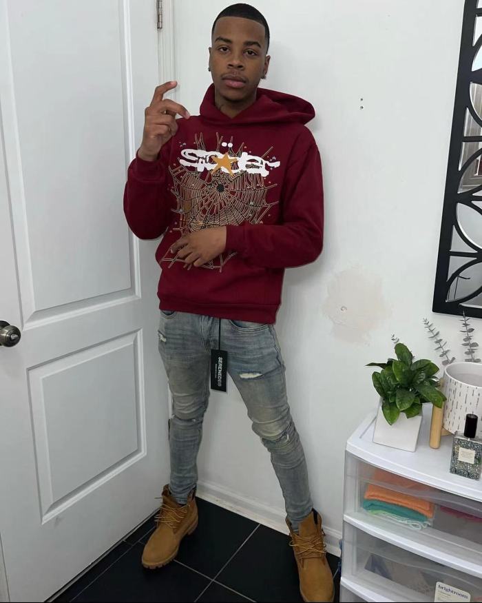 1:1 quality version Burgundy Starfish Spider Web Hoodie & pants set