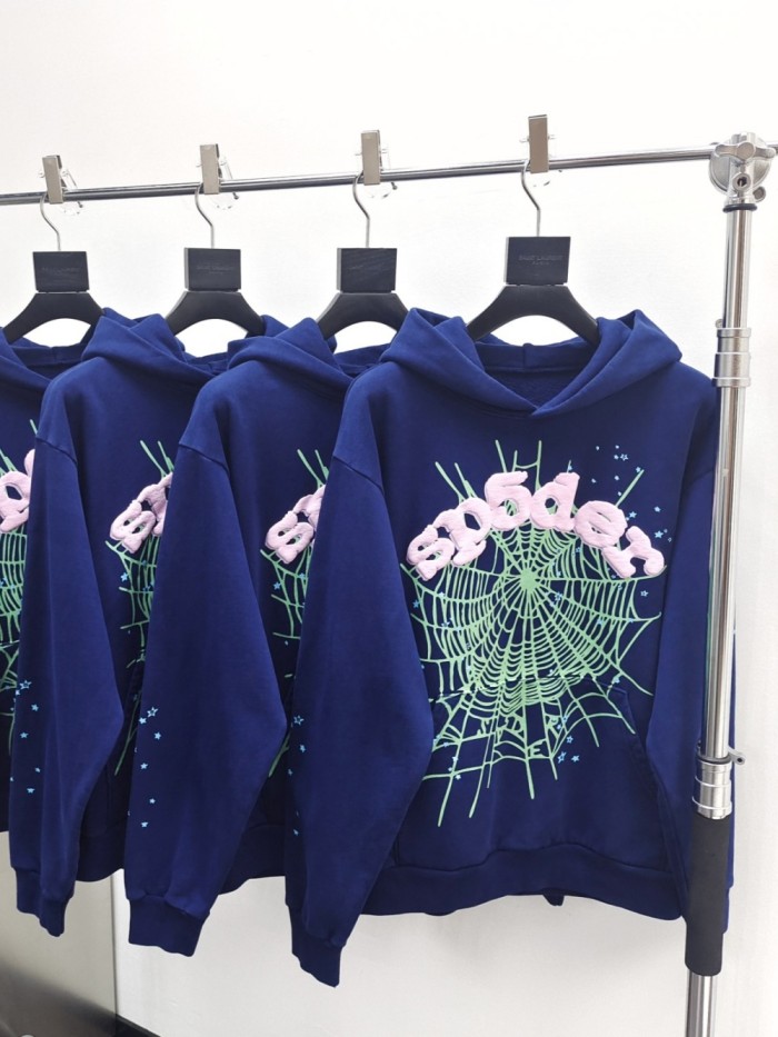 1:1 quality version Green Spiderweb Pink Foam Letter Print Hoodie & Pants Set