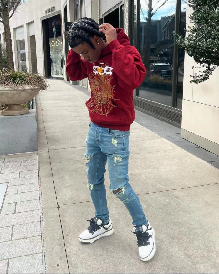 1:1 quality version Burgundy Starfish Spider Web Hoodie & pants set