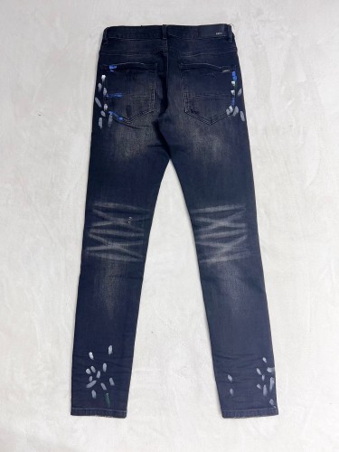 1:1 quality version Ripped Graffiti Patch Inked Jeans