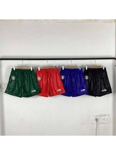 Logo print leather shorts