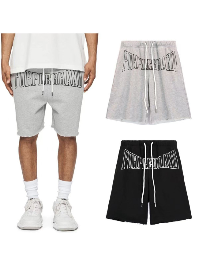 Classic Monogrammed Raw Edge Cotton Shorts 2 colors